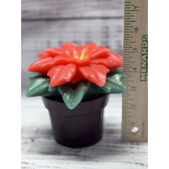 Home Reflections Poinsettia Flower Wax Luminary Flameless Candle w Timer RARE - Picture 4 of 5